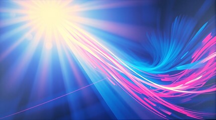 Obraz premium Dynamic Curved Holographic Swirl in Vibrant Purple and Blue, Glowing Liquid Metallic Waves Abstract Gradient Art