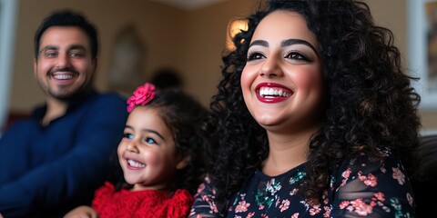 Obraz premium arab american family having fun at home 