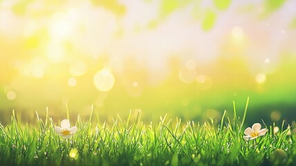 Obraz premium A cheerful Easter background with colorful pastel eggs and spring flowers on a bright, rustic wood surface. A festive flat lay composition for holiday greetings and celebrations.