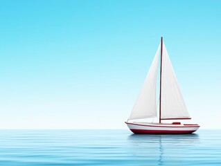 Fototapeta premium Tranquil sailboat gliding on calm waters under a clear blue sky