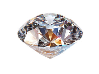  Diamond with brilliant facets sparkle, refractive light, PNG file isolated on transparent background
