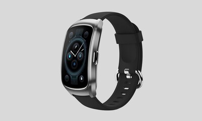 Futuristic Smartwatch with Curved Display and Black Strap – Advanced Wearable Tech