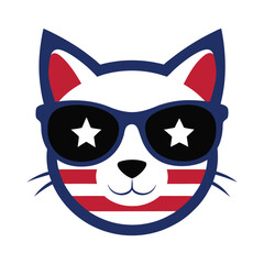 a cat head wearing sunglass usa theme vector illustration