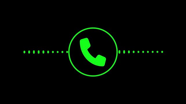 Minimalist Telephone call audio sound wave animation on Black Background
