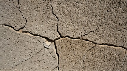Obraz premium Cracked concrete surface showing weathered texture and structural damage. Ideal for renovation projects.
