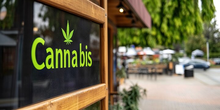 cannabis dispensary with "Cannabis" sign