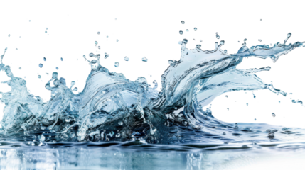 Big splashing wave of clean water with transparent background