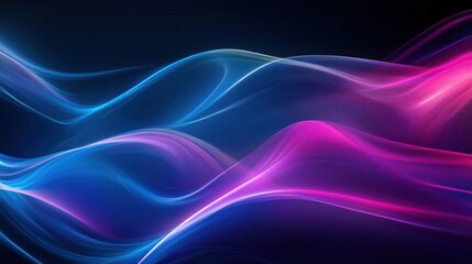 Naklejka premium Abstract Dynamic Waves: Neon Blue and Pink Swirls