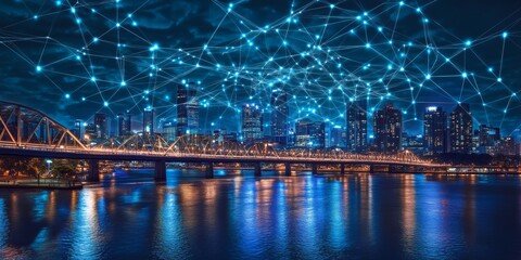 Night City Connected by Digital Network