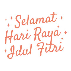 Selamat Hari Raya Idul Fitri, Pink Text. Eid Mubarak Eid Al Fitr. Isolated on White Background and Transparent PNG.