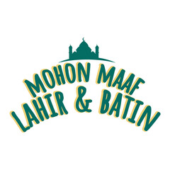 Mohon Maaf Lahir dan Batin. Eid Mubarak Eid Al Fitr. Isolated on White Background and Transparent PNG.