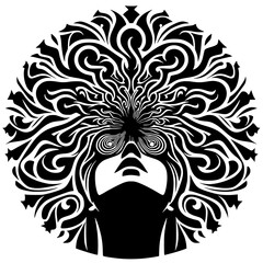 Hypnotic illustration silhouette