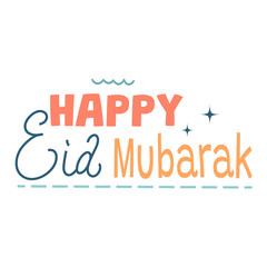 Happy Eid Mubarak Eid Al Fitr. Isolated on White Background and Transparent PNG.