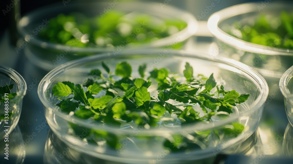 Poster a high-tech lab analyzing genetically modified crops for higher yields