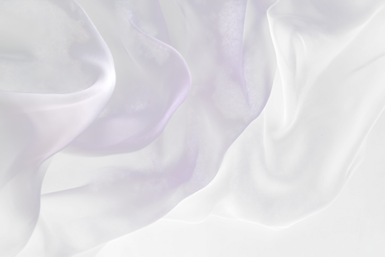 Soft ombre fabric, draped in subtle waves, transitioning from white to transparent grey.