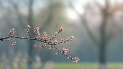 urple Buds Against a Forest Background, Early Spring Awakening