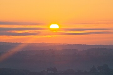 Sunrise and Fog Umbria Tuscany Italy January