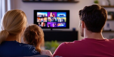  happy family watching TV streaming service 