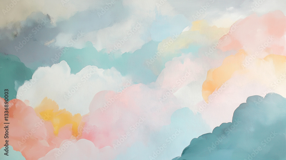 Poster soft abstract clouds in pastel colors for artistic backgrounds and serene design concepts