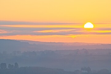 Sunrise and Fog Umbria Tuscany Italy January