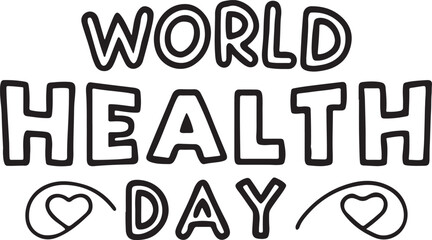 Line art typography of World Health Day. Clean and smooth stroke line health day clipart vector design.