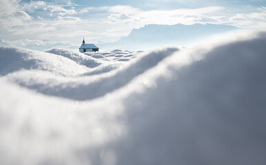 Fototapeta premium A small chapel in a winter wonderland
