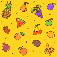 Pattern fruits and berries color