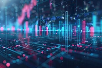 Premium Quality Image of Stock Market Concept with Technological Blue Background