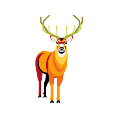 Red stag deer mid century modern design