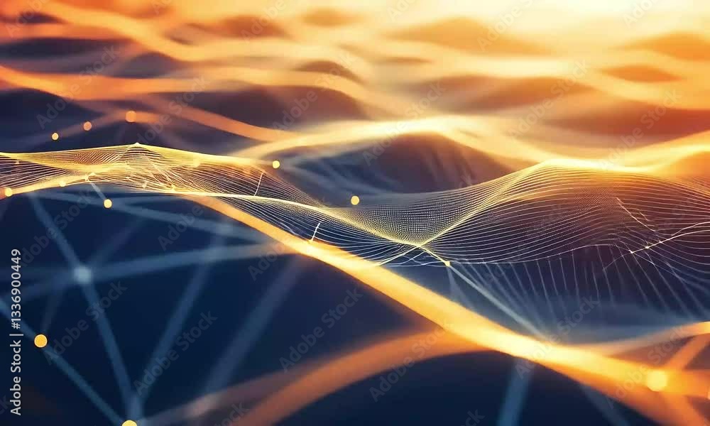 Poster abstract glowing light design with dynamic blue energy wave pattern