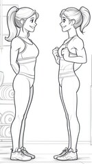 A fitness enthusiast stands confidently, showcasing her progress with a smile. The gym background highlights strength training equipment, emphasizing her dedication and transformation