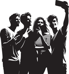 Selfie with friends vector,
