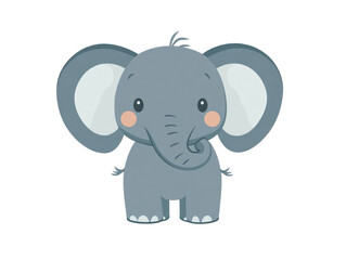 Fototapeta premium Illustration of an adorable baby elephant. It features big ears, rosy cheeks and a curled trunk against a transparent background. The elephant has a cute and friendly appearance