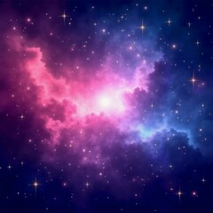Fototapeta premium A stunning display of colors emerges from a nebula, where pink and blue clouds swirl amidst countless stars twinkling in the infinite cosmos. The beauty evokes a sense of wonder Generative AI