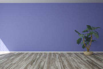 modern empty bright room with plant in sand flowerpot interior design. 3D illustration