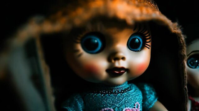 A captivating scene featuring a group of vintage dolls showcasing diverse expressions and unique hairstyles, evoking nostalgia and childhood memories.