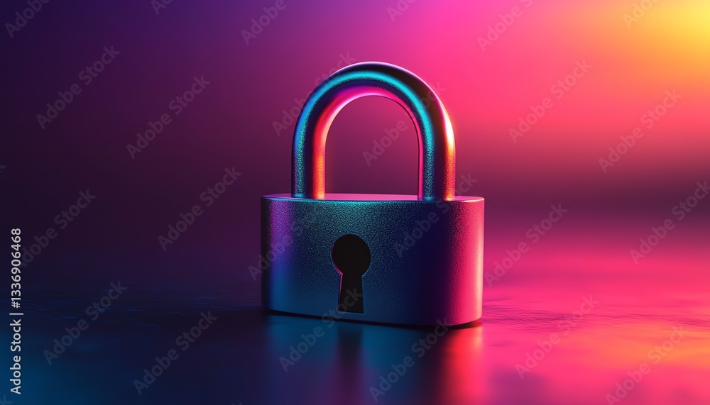 Aufkleber highresolution 3d design of a padlock icon with a colorful gradient