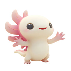Fototapeta premium Charming creature character rendered in a stylized 3D illustration with a joyful expression arms outstretched and a transparent background