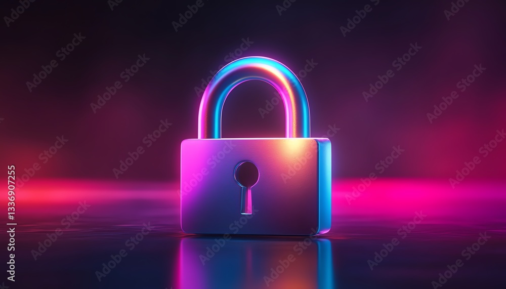 Poster minimalist 3d render of a colorful gradient padlock icon