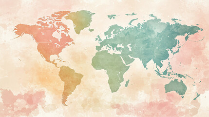 Obraz premium Watercolor World Map Travel Exploration And Global Journey Lifestyle Concept Background