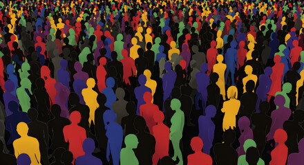 Fototapeta premium Crowd of diverse people abstract representation social behavior sociology human interaction
