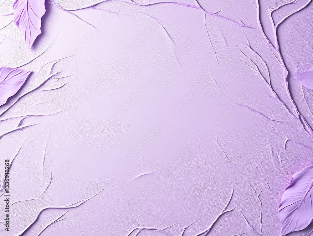 Poster soft lavender background with textured leaves creating a serene atmosphere