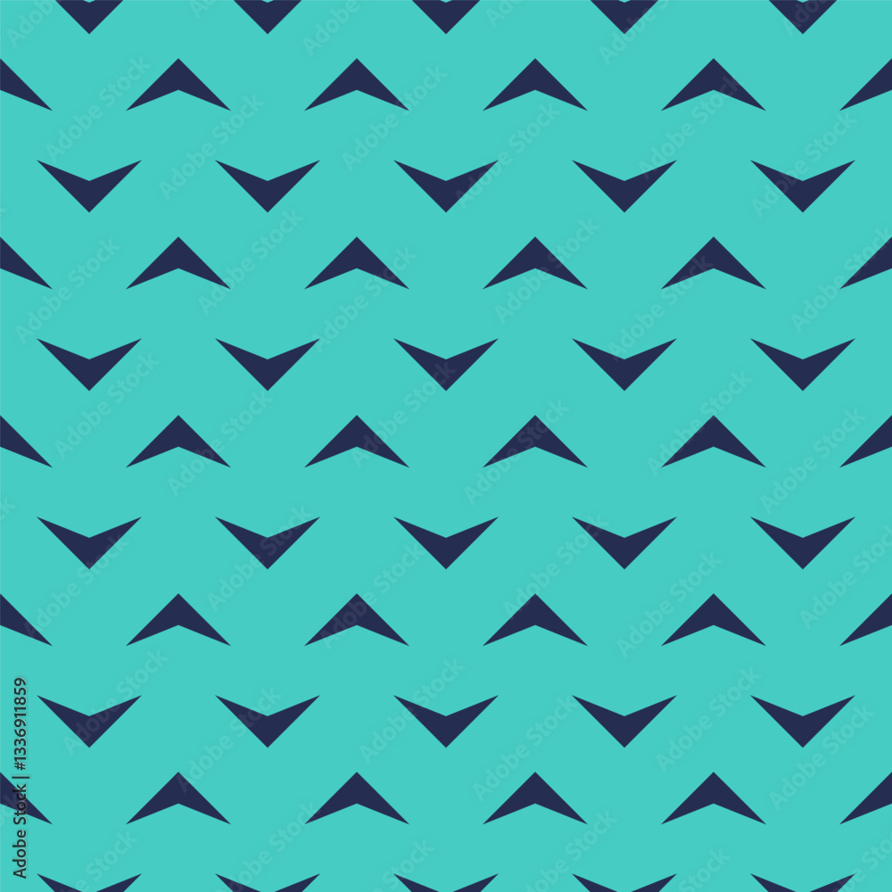 Poster arrow seamless pattern. geometric blue arrows. repeating geometry line green background. repeated an