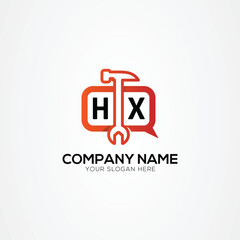 Services Icon or Chat Logo With Letter HX Logo Isolated Vector Illustration