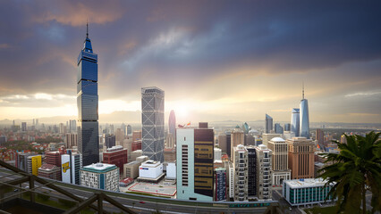 Morning city panorama in morden AI view