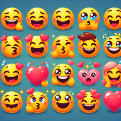 Fototapeta premium Express yourself with happy 3d emoticons. 