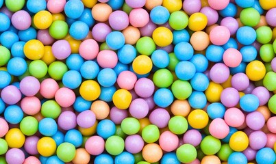 Obraz premium Colorful candy balls are arranged densely, creating a vibrant, sweet-looking, uniform texture