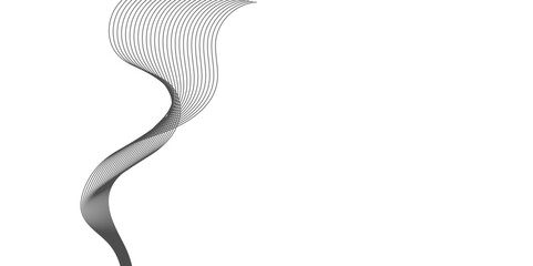 Abstract Curved Black and White Line Wave Background
