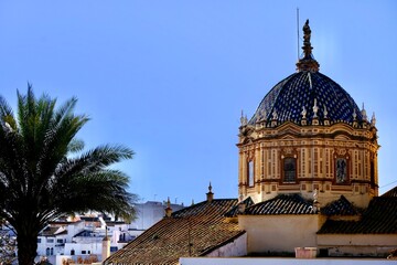The beautiful dome of the baroque Sacrament Chapel of the Iglesia de San Pedro in Carmona, Province of Seville, Spain