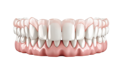Healthy teeth and gums showing proper dental hygiene on transparent background
